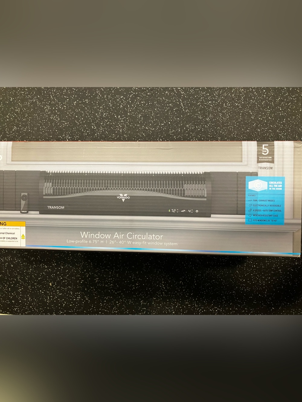 Vornado Transom Window Fan - Black / NEW - UNOPENED